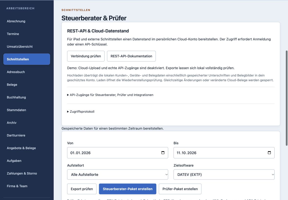 Echte Ansicht der Musterdemo mit fiktiven Daten